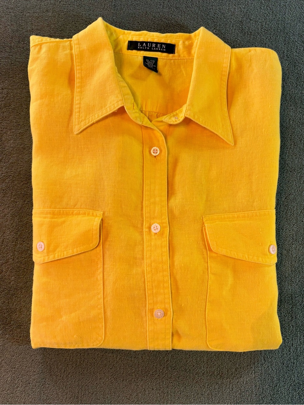 Ralph Lauren Ladies’ Yellow Linen Button-Down Shirt, Size: XL (6552)